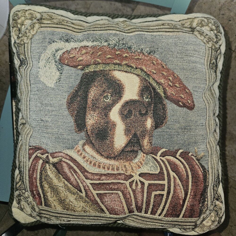 Ashford Court Dog With Hat Tapestry Pillow 22X15